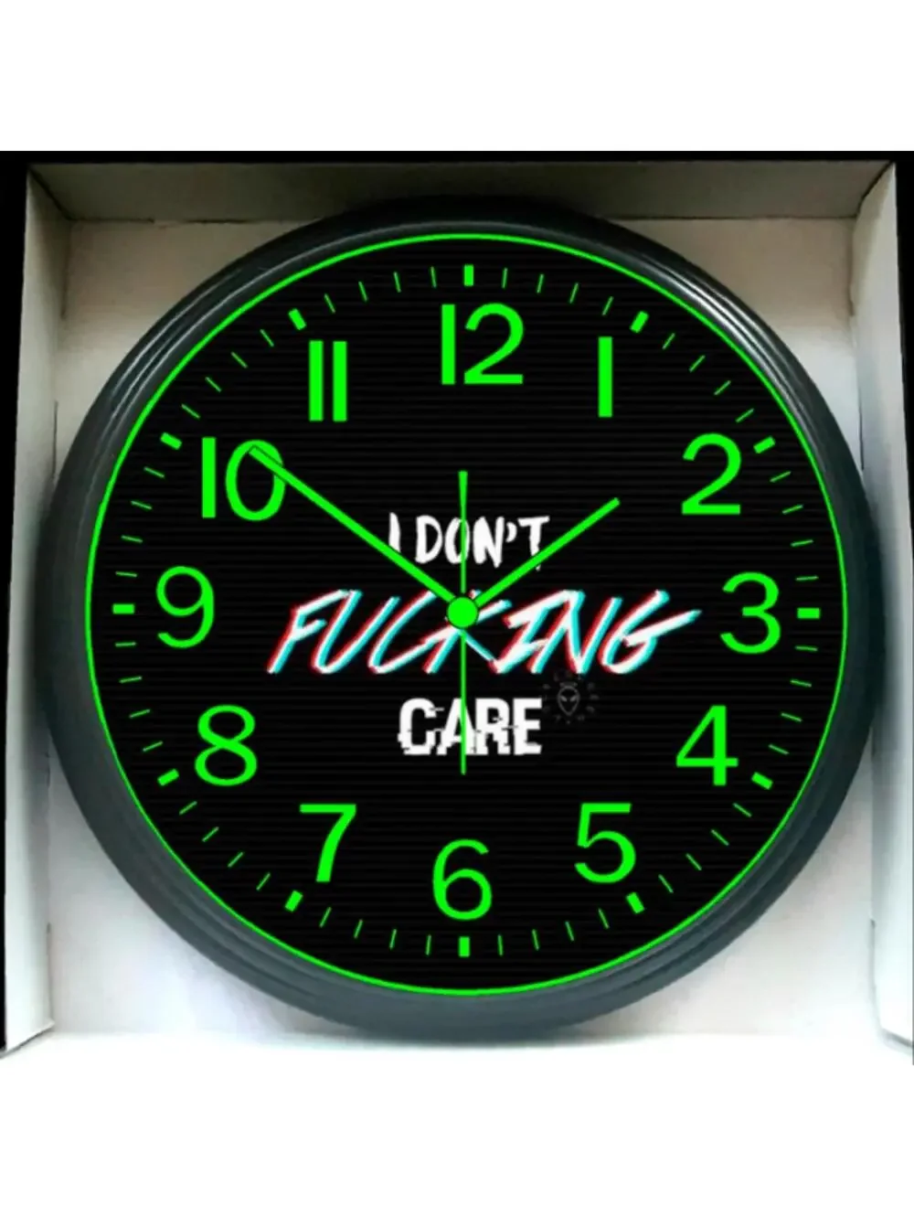I DONT F-ING CARE Glow In The Dark Wall Clock New!
